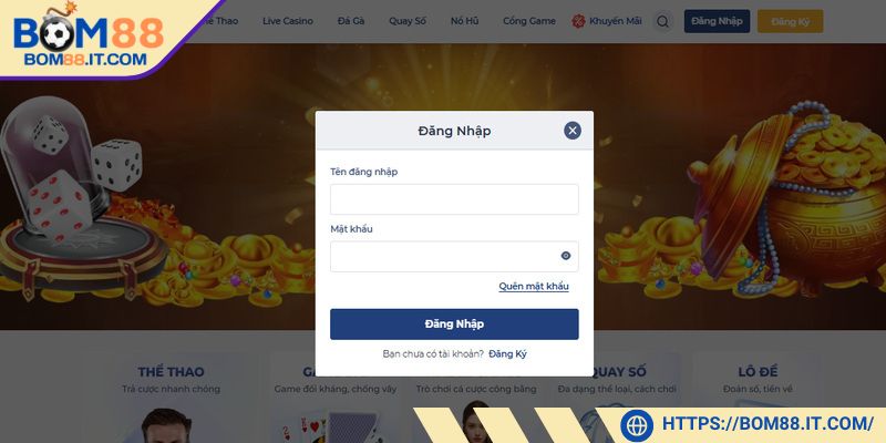 Điền đủ dữ liệu gồm tên đăng nhập, mật khẩu