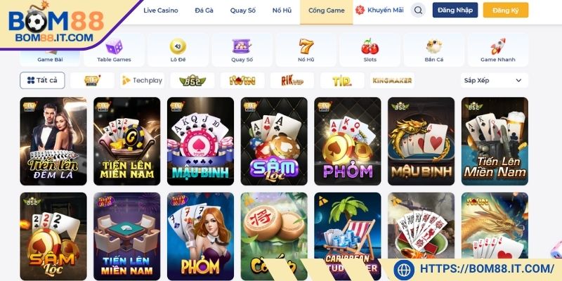 Sảnh game bài BOM88 mức thưởng siêu khủng