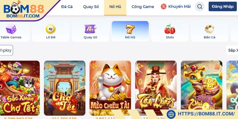 Nổ hũ BOM88 là sảnh cược được đầu tư chỉn chu